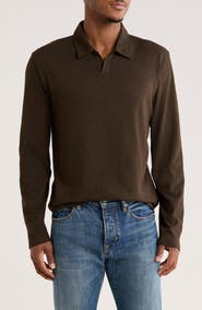 Vince Johnny Collar Long Sleeve Knit Top
