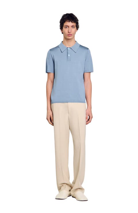 Short-sleeve knitted polo shirt