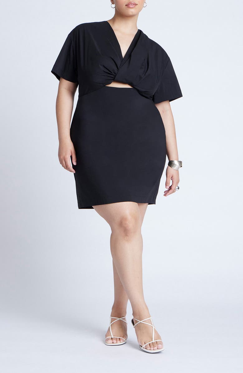 ELOQUII Twist Keyhole Poplin Dress, Main, color, 