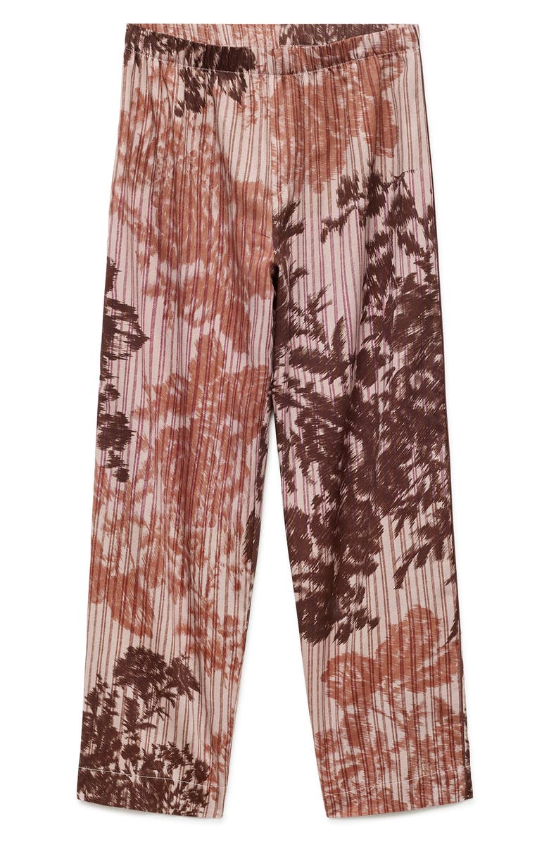 MANGO Blurred Print Cotton Pajama Pants, Alternate, color, Brown