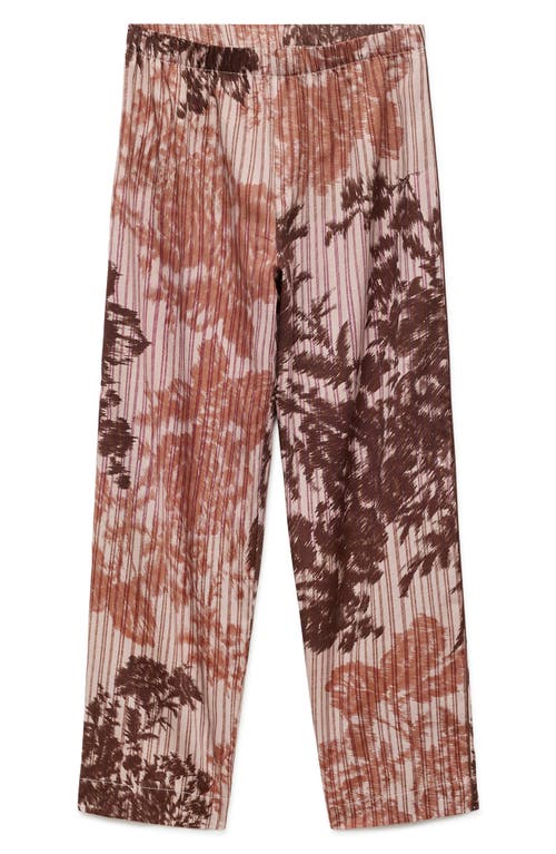 Mango Blurred Print Cotton Pajama Pants In Brown