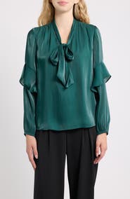 Anne Klein Bow Tied Ruffled Top