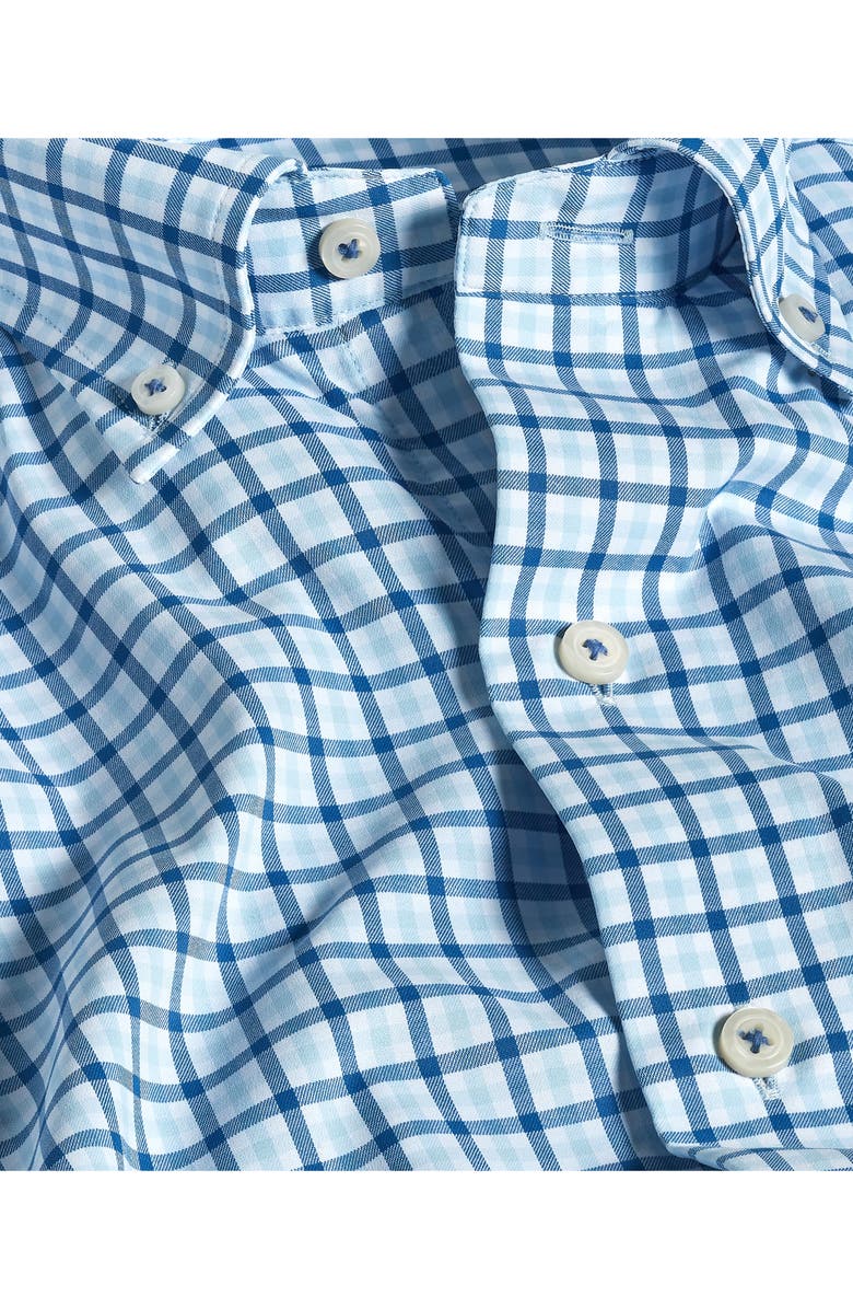 David Donahue Performance Plaid Sport Shirt, Alternate, color, White/ Blue