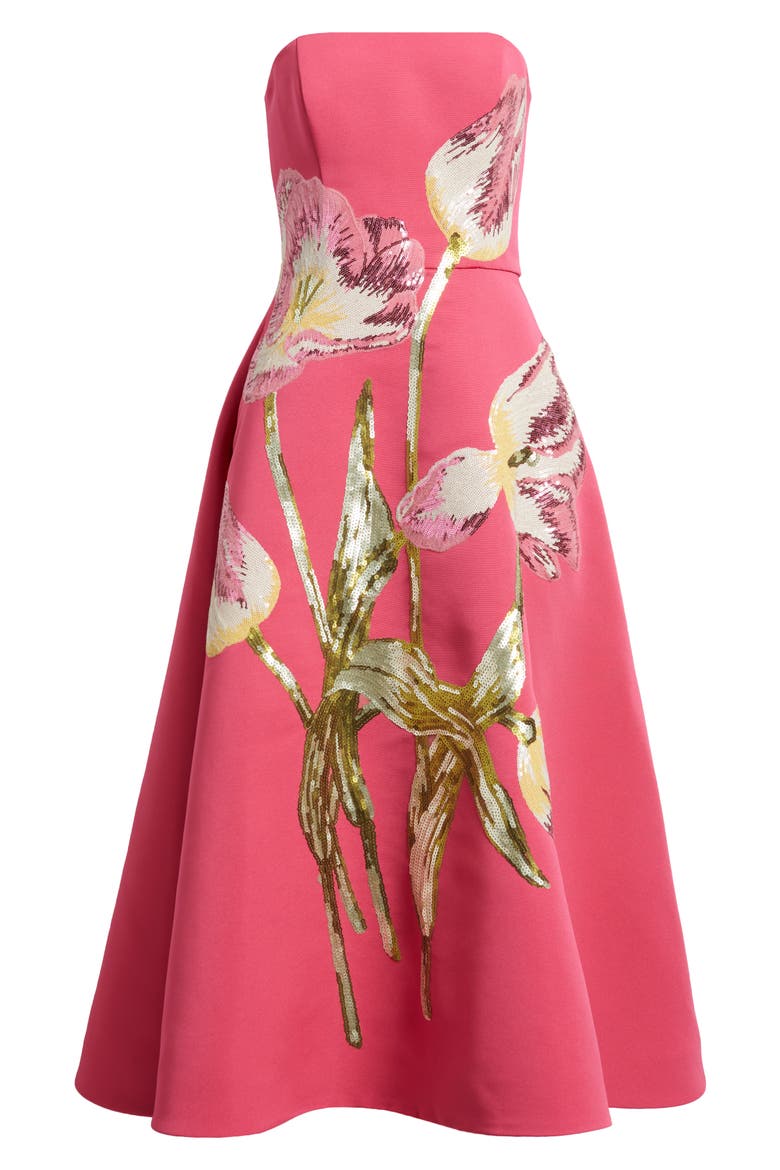 Sequin Strapless Cocktail Dress, Alternate, color, CERISE