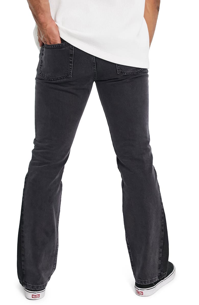 Topman Paneled Flared Leg Jeans, Alternate, color, 