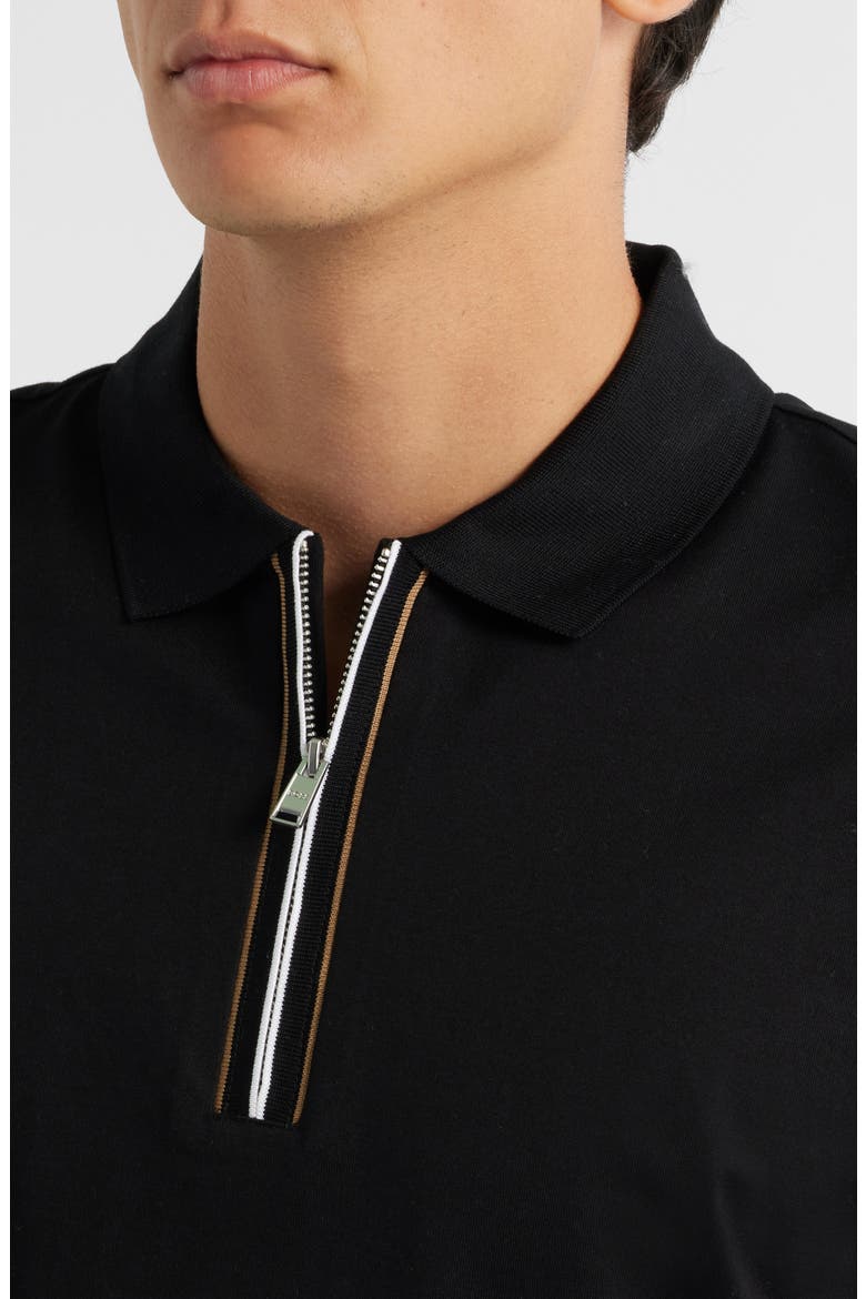 Paras Quarter Zip Cotton Polo, Alternate, color, BLACK