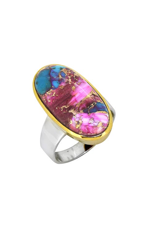 Sterling Silver Pink Oyster Turquoise Ring