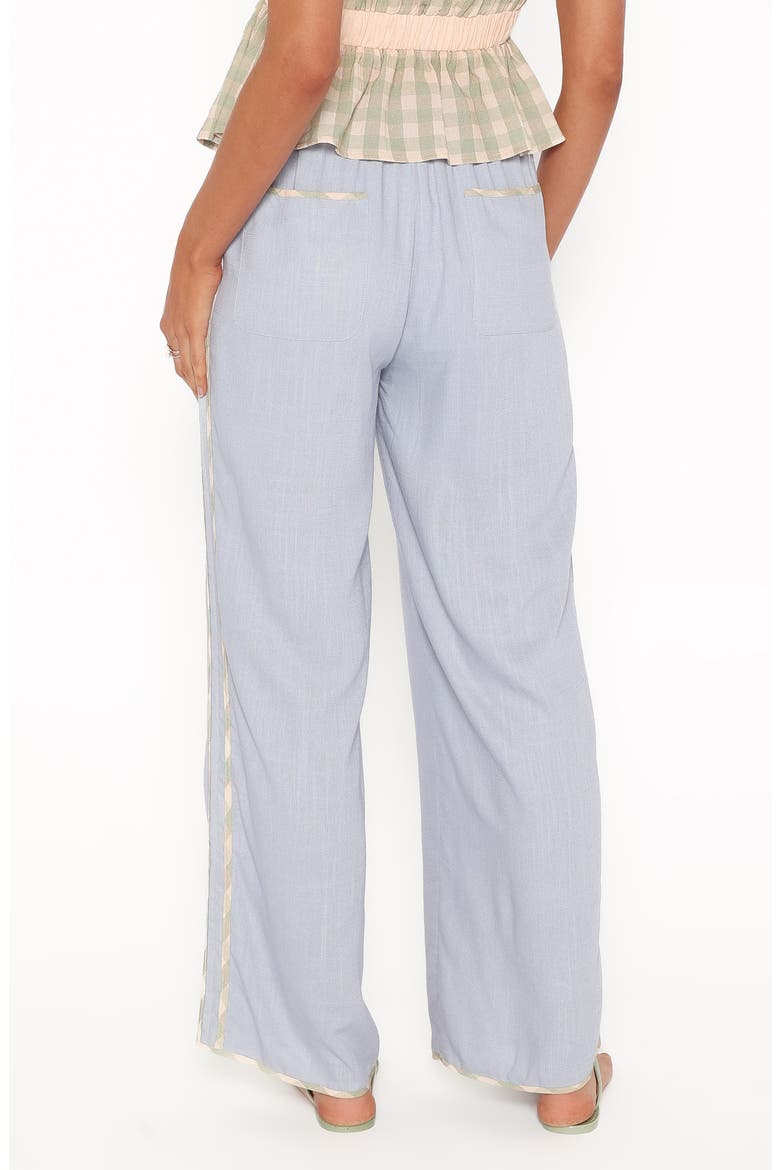 Venda Contrast Trim Wide Leg Pants, Alternate, color, LIGHT BLUE LINEN