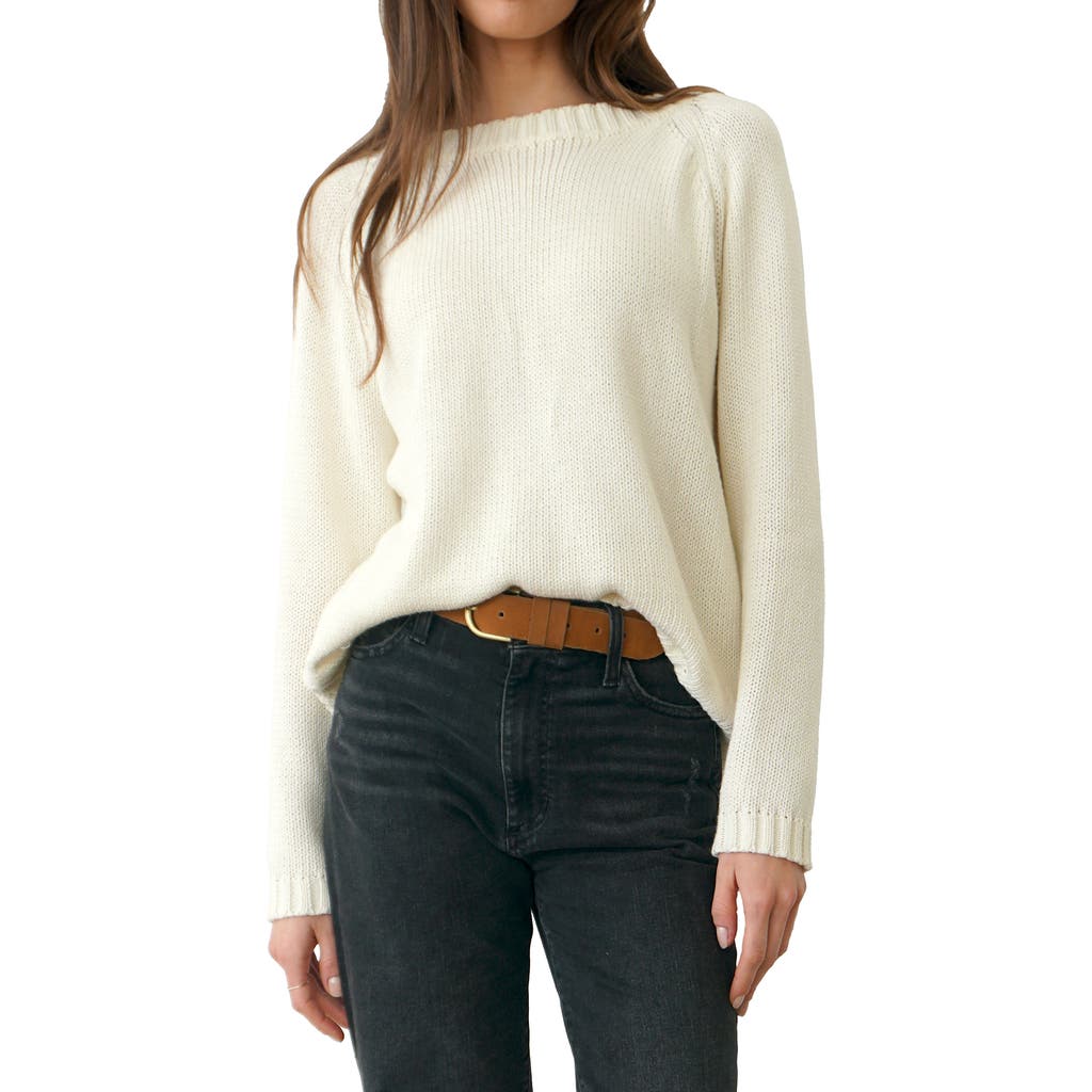 Paneros Clothing Sloane Cotton Crewneck Sweater In Oat Milk
