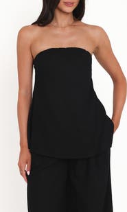 Petal & Pup Rosemarie Strapless Longline Linen Blend Top