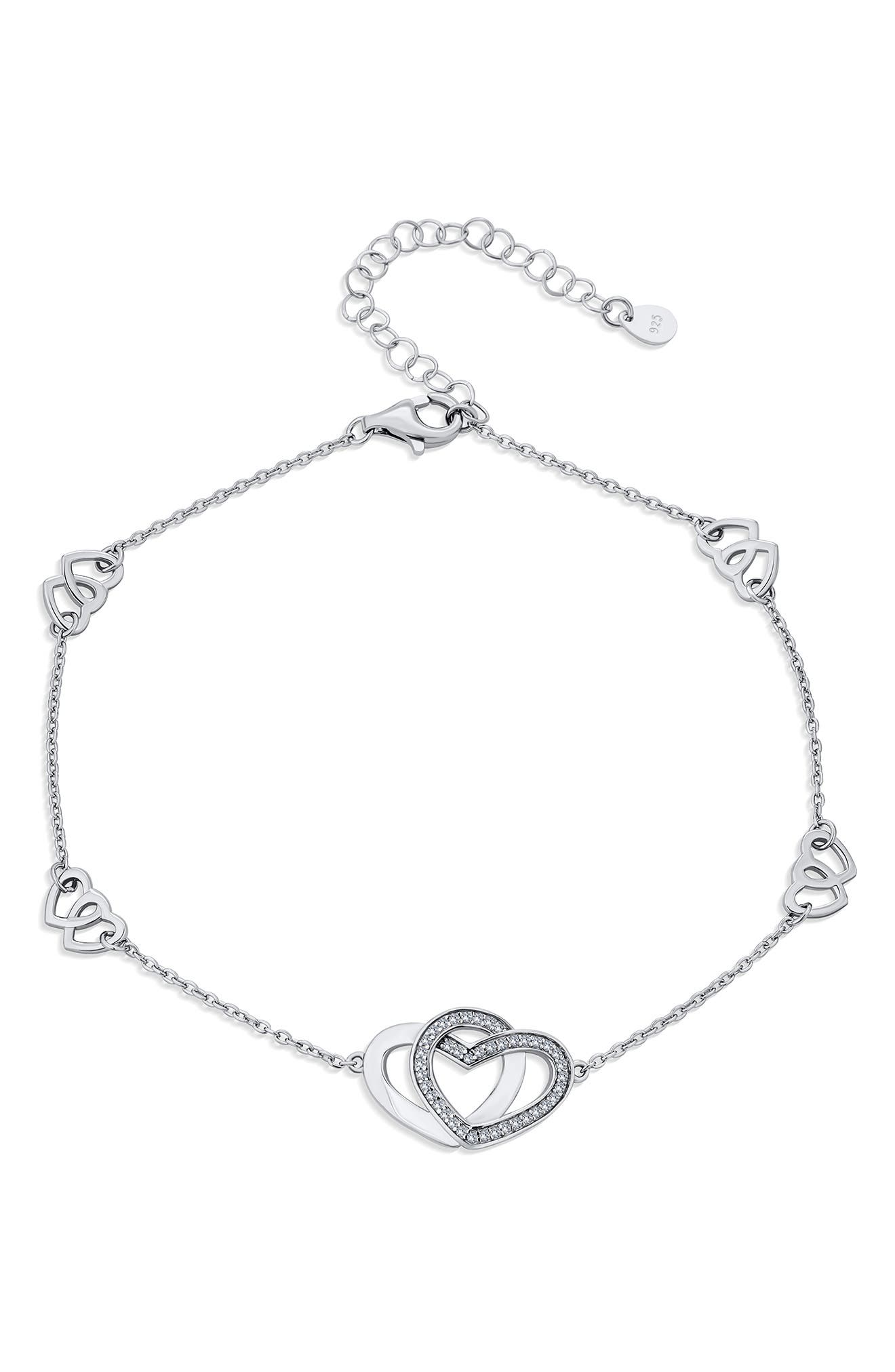Romantic Pavé Cubic Zirconia Heart Anklet