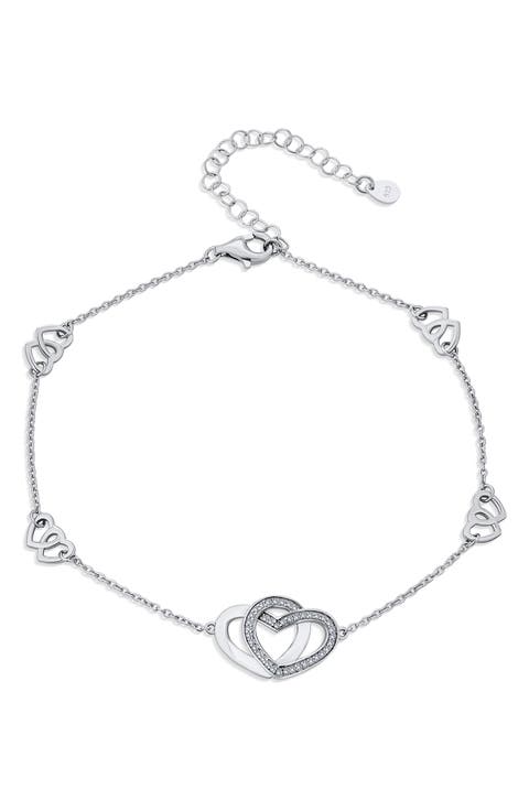 Romantic Pavé Cubic Zirconia Heart Anklet