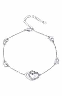 Romantic Pavé Cubic Zirconia Heart Anklet