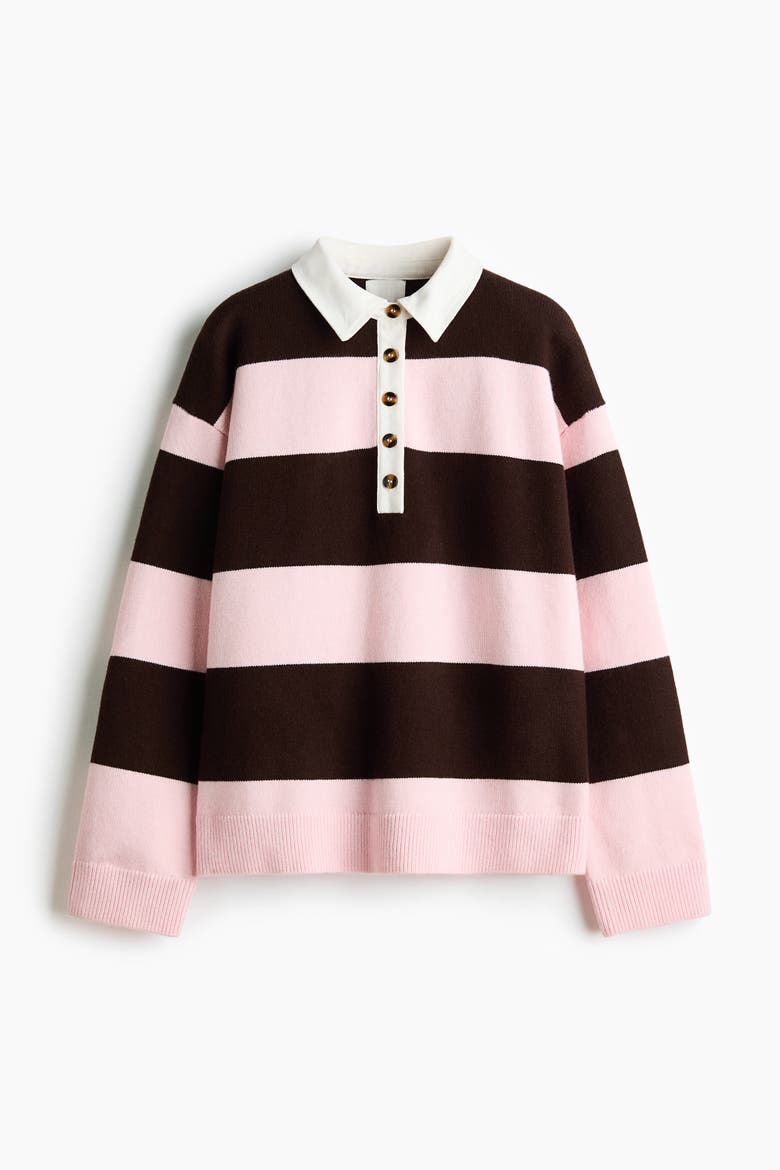 Collared Jumper, Alternate, color, Light pink/dark brown
