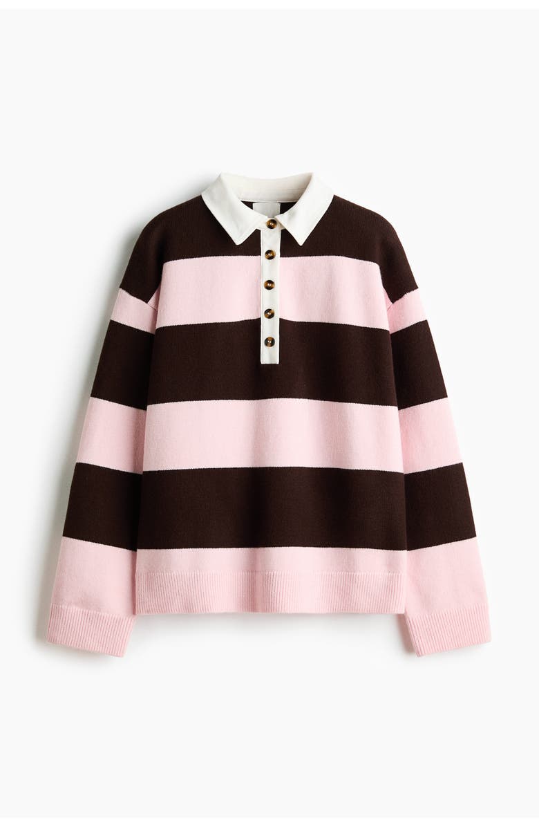 H&M Collared Jumper, Main, color, Light Pink/Dark Brown