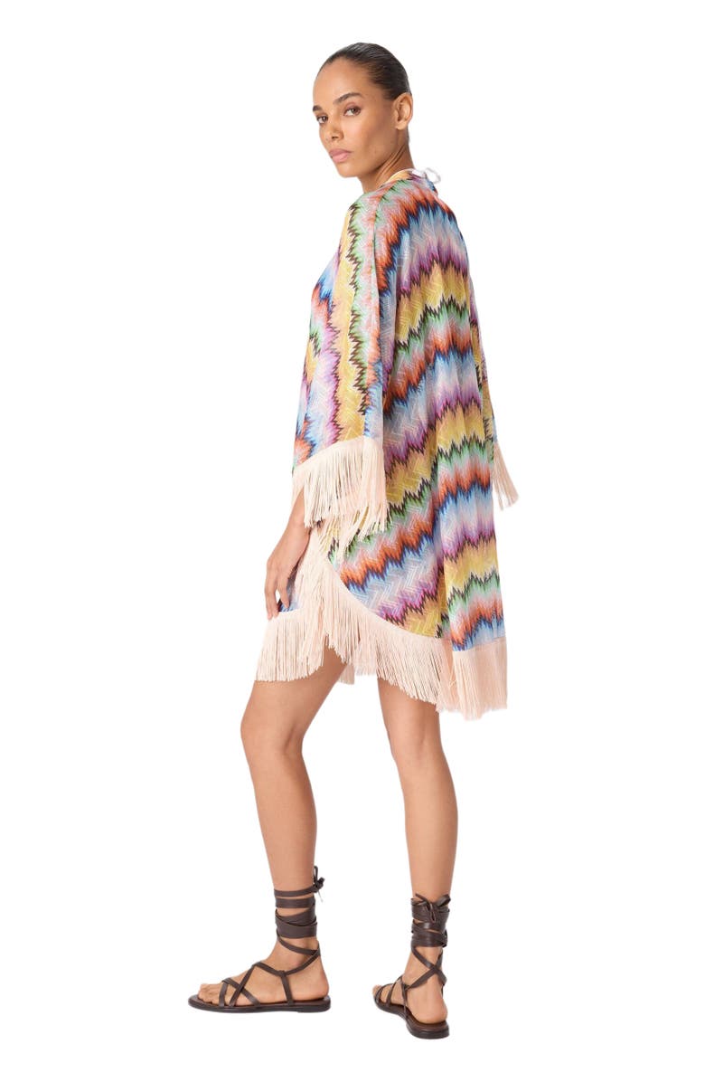 Missoni Short Caftan With Fringes And Gradient Stripe Print, Alternate, color, Multicoloured