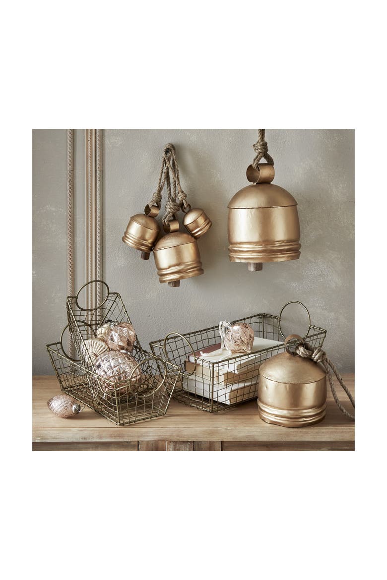 Classic Artisan XL Gold Bell Decorative Holiday Object, Alternate, color, Yellow