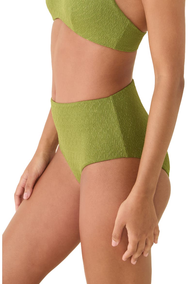 The High Waist Metallic Bikini Bottoms, Alternate, color, CACTUS