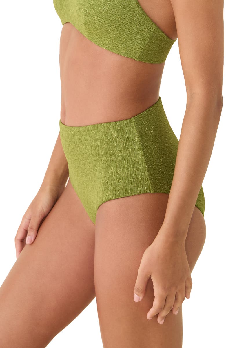 Andie The High Waist Metallic Bikini Bottoms, Alternate, color, Cactus