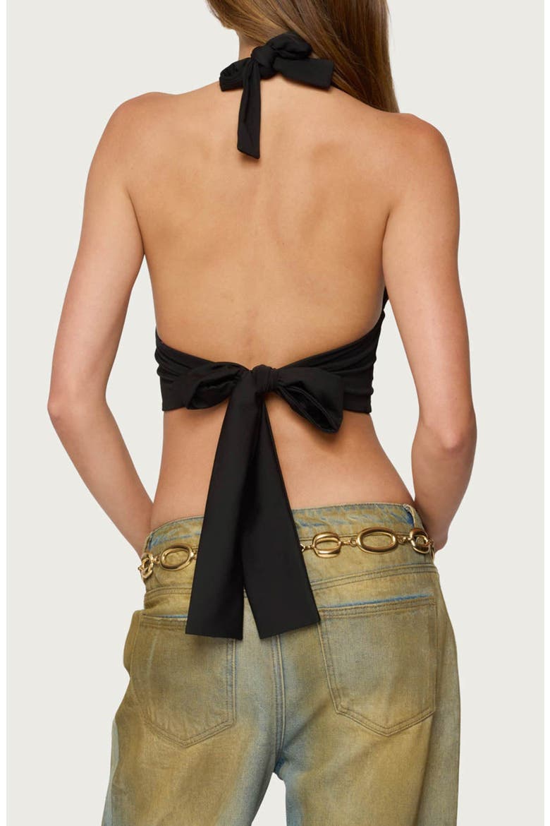 Aiva Crop Halter Top, Alternate, color, BLACK