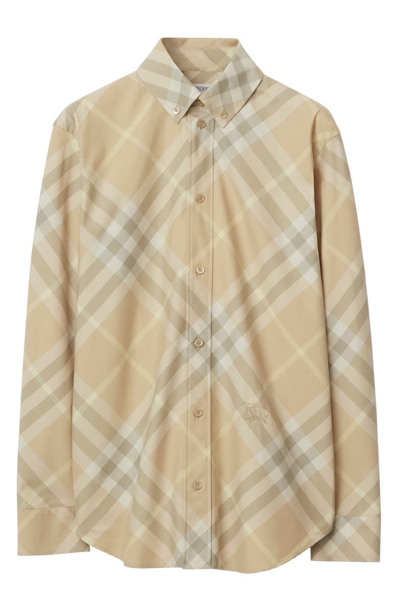 Burberry Check Cotton Button-Down Shirt, Alternate, color, 