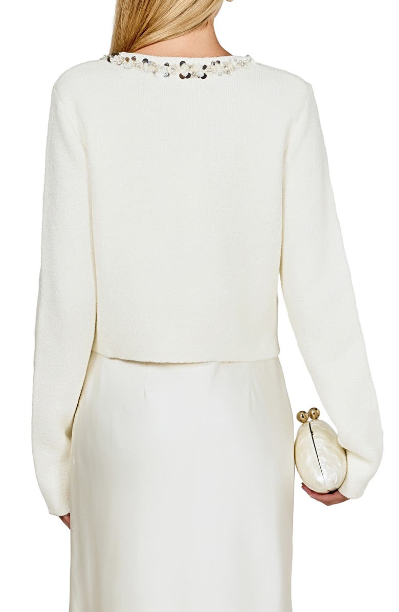 Endless Rose Jewel Trim Bouclé Cardigan, Alternate, color, Ivory