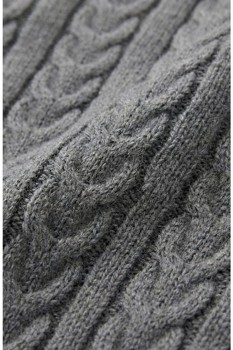 Cable Knit V-Neck Sweater Dress, Alternate, color, Heather Grey