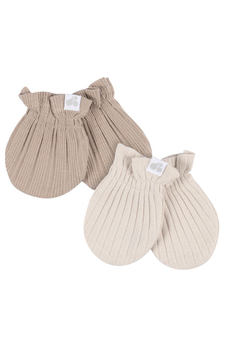 Just Born Caps and No Scratch Mittens Set, Alternate, color, Tan