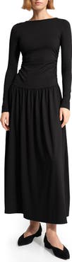 Marcella Lumi Ruched Drop Waist Midi Dress