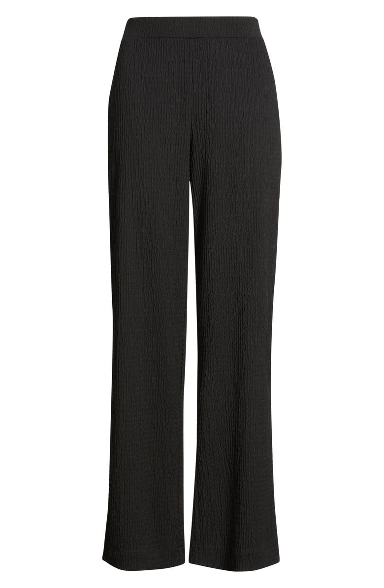 AK ANNE KLEIN Textured Pull-On Wide Leg Trousers, Alternate, color, Anne Black