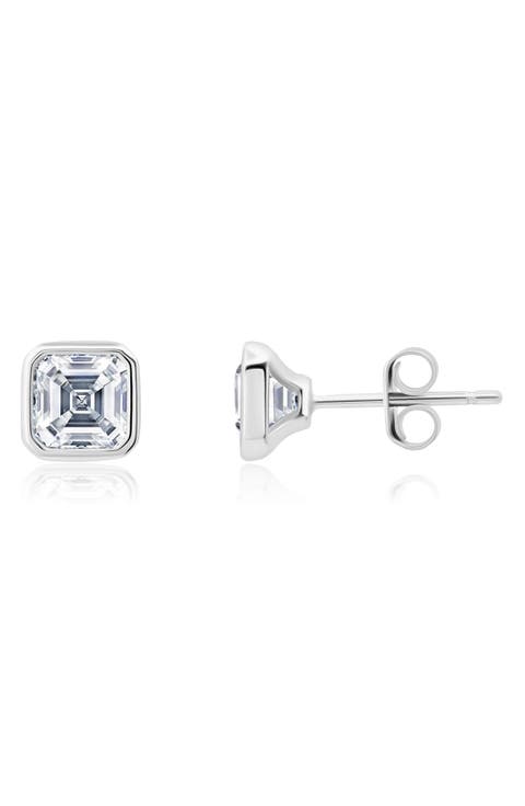 Asscher Cubic Zirconia Stud Earrings