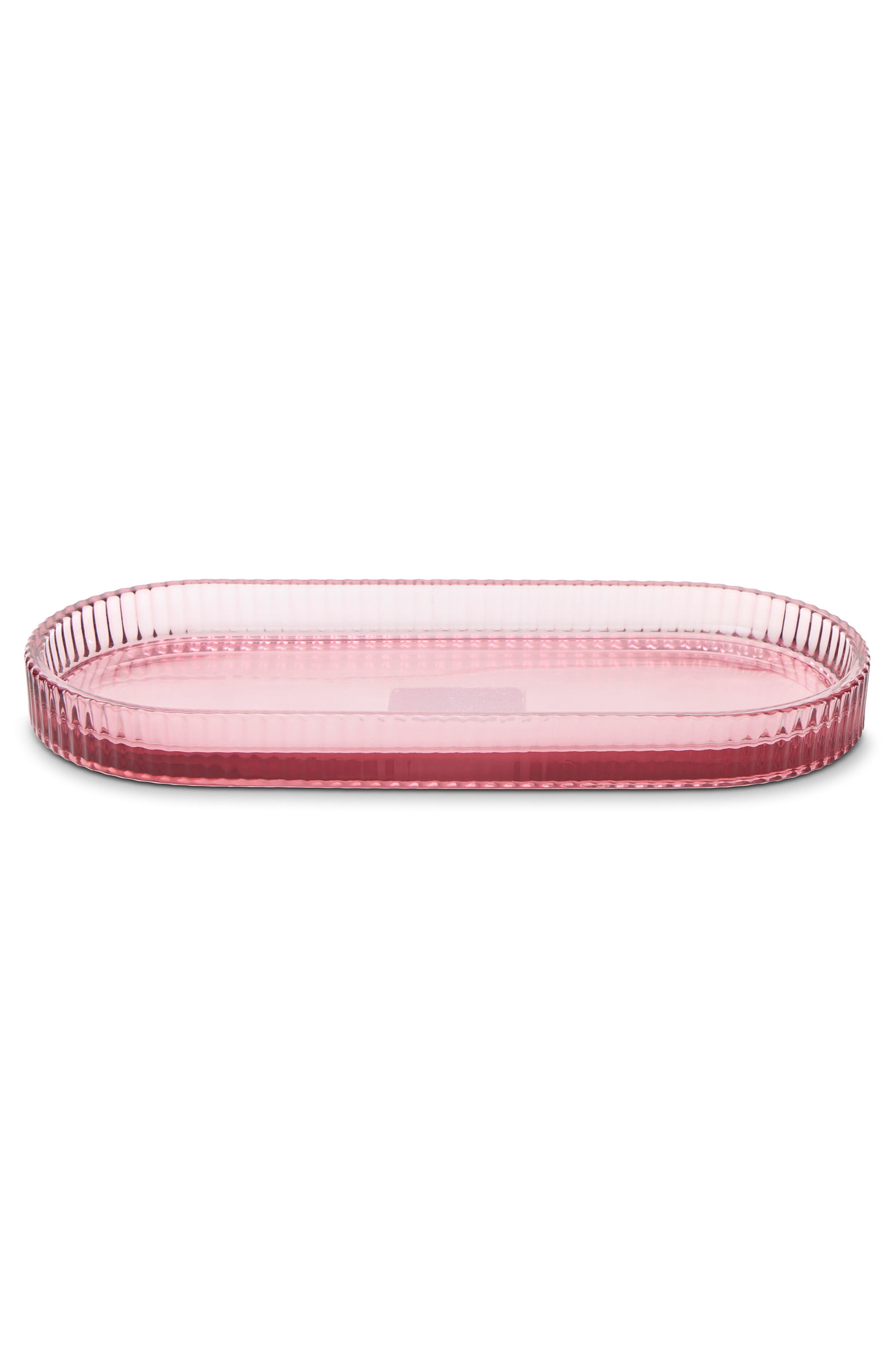 Ribbed Glass Vanity Tray