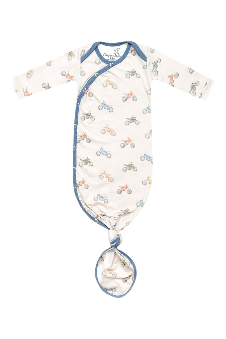 Ryder Newborn Knotted Gown, Main, color, LIGHT BEIGE