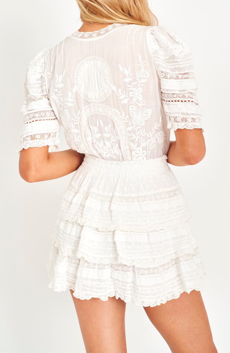 LoveShackFancy Quincy Tiered Minidress, Alternate, color, White