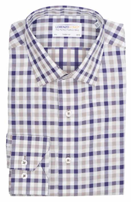 Trim Fit Textured Gingham Dress Shirt