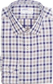 Lorenzo Uomo Trim Fit Textured Gingham Dress Shirt