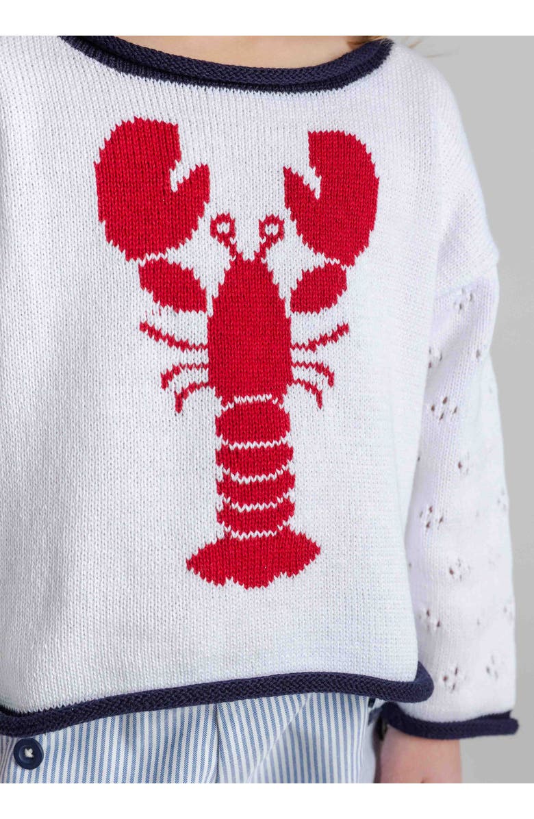 Florence Eiseman Sweater With Lobster, Alternate, color, White