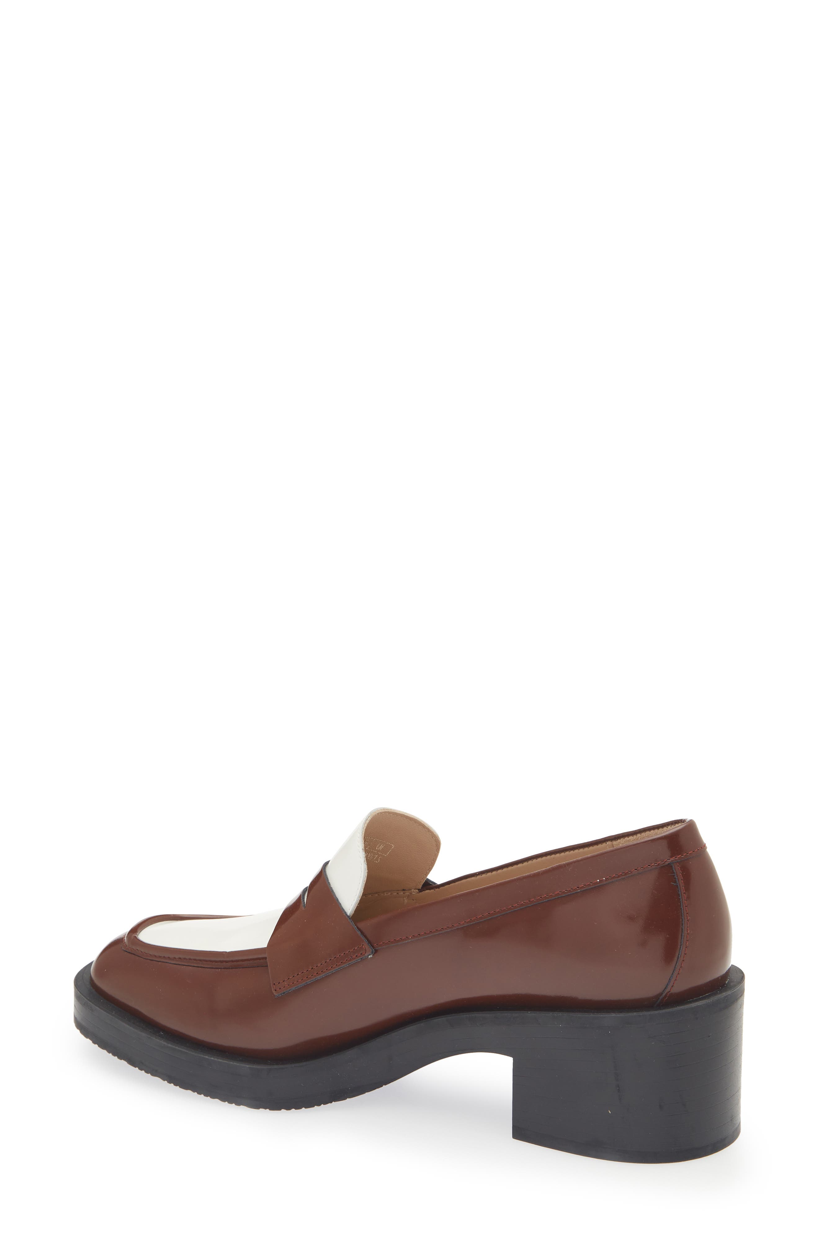 Stuart Weitzman Kaia 40 Block Heel Loafer, Alternate, color, Hazelnut/ White