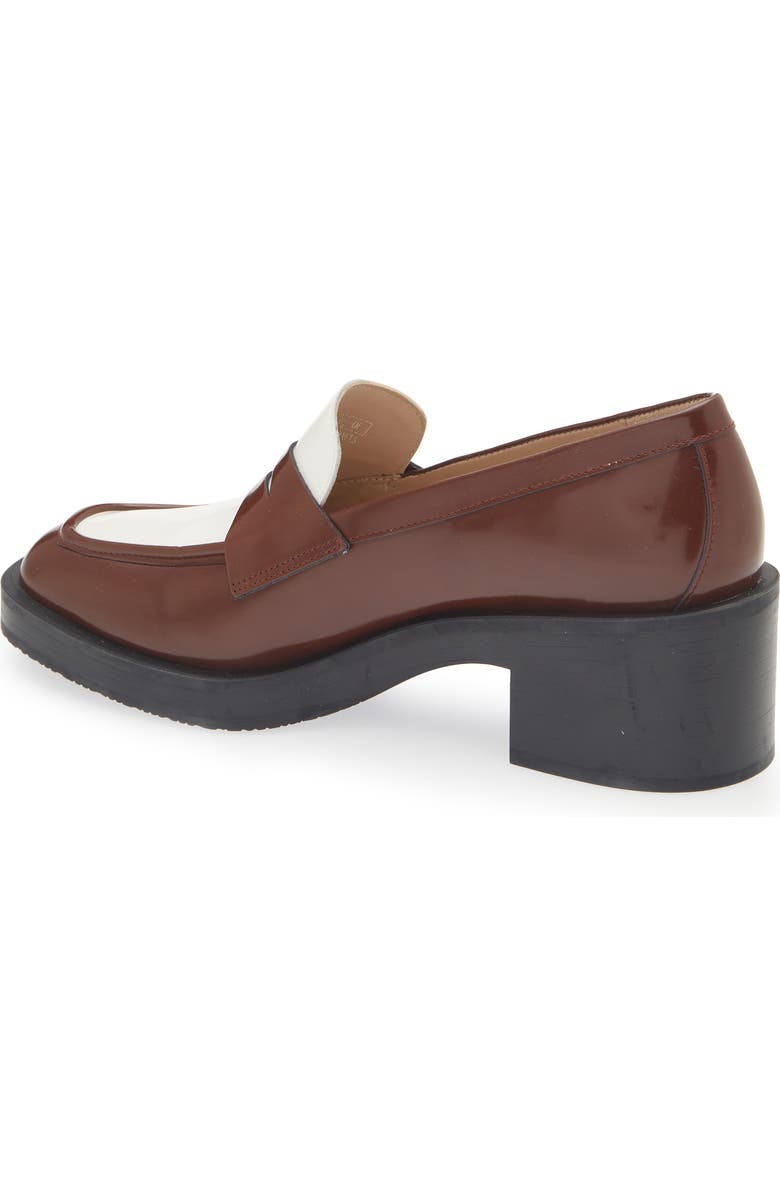 Stuart Weitzman Kaia 40 Block Heel Loafer, Alternate, color, Hazelnut/ White