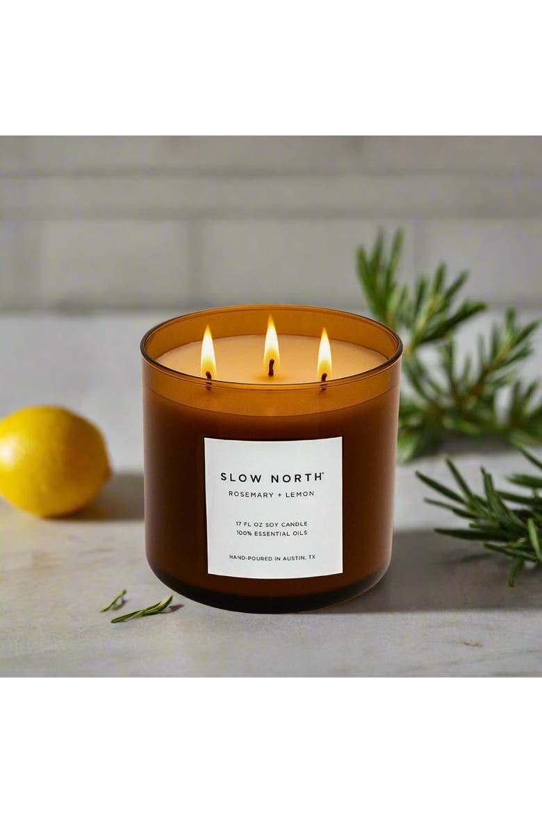 Rosemary + Lemon - Signature 3-Wick Candle, Alternate, color, Brown