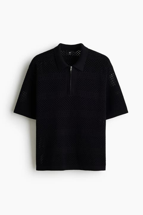 Relaxed Fit Hole-knit Polo Shirt