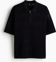 H&M Relaxed Fit Hole-knit Polo Shirt