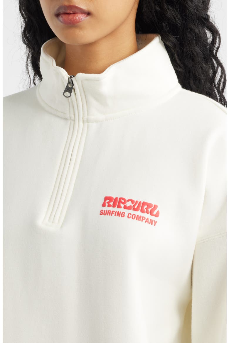 Surf Puff Logo Quarter Zip Sweatshirt, Alternate, color, CAYENNE