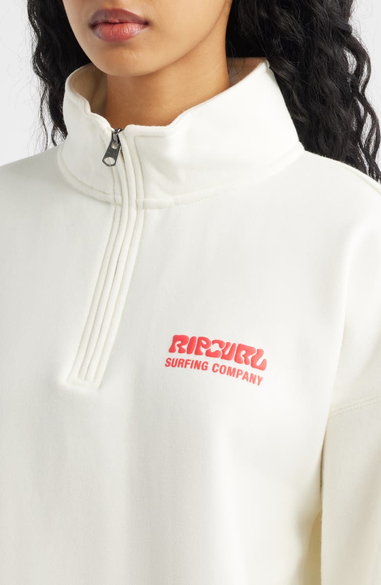 Rip Curl Surf Puff Logo Quarter Zip Sweatshirt, Alternate, color, Cayenne