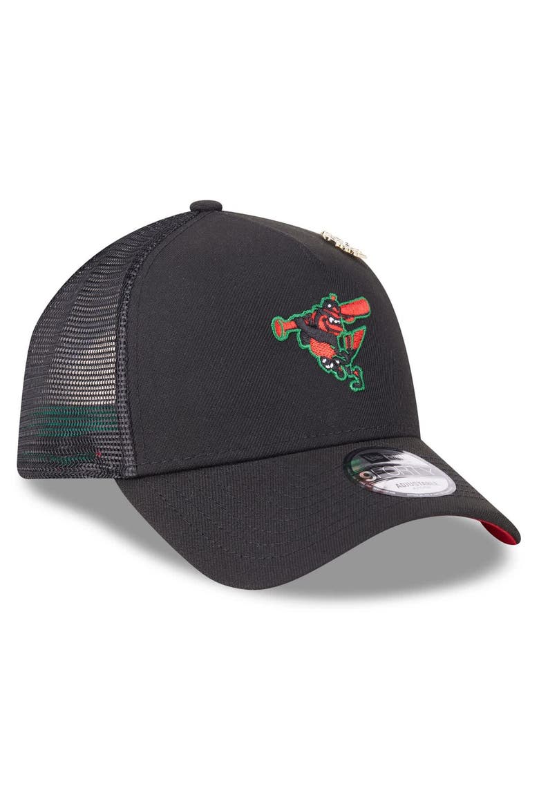Men's New Era  Black Baltimore Orioles 2025 Big League Chew A-Frame 9FORTY Adjustable Trucker Hat, Alternate, color, Black