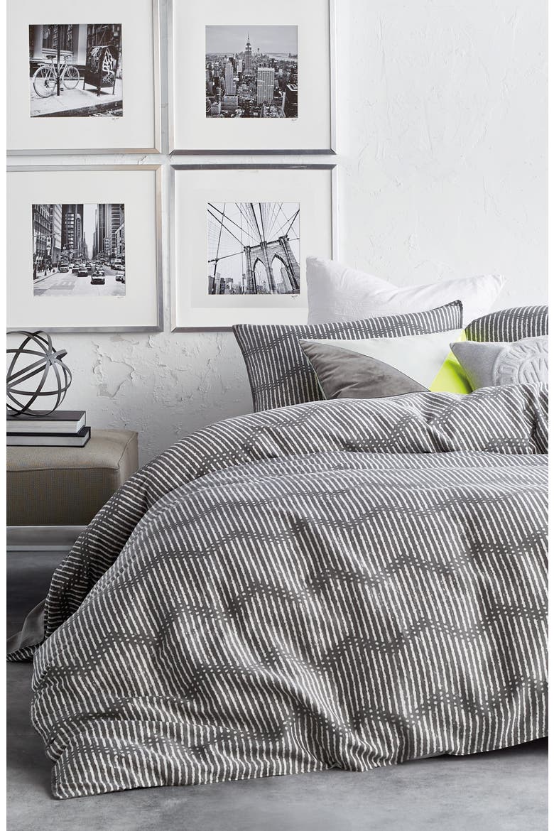 Dot Chevron Comforter & Sham Set, Main, color, CHARCOAL