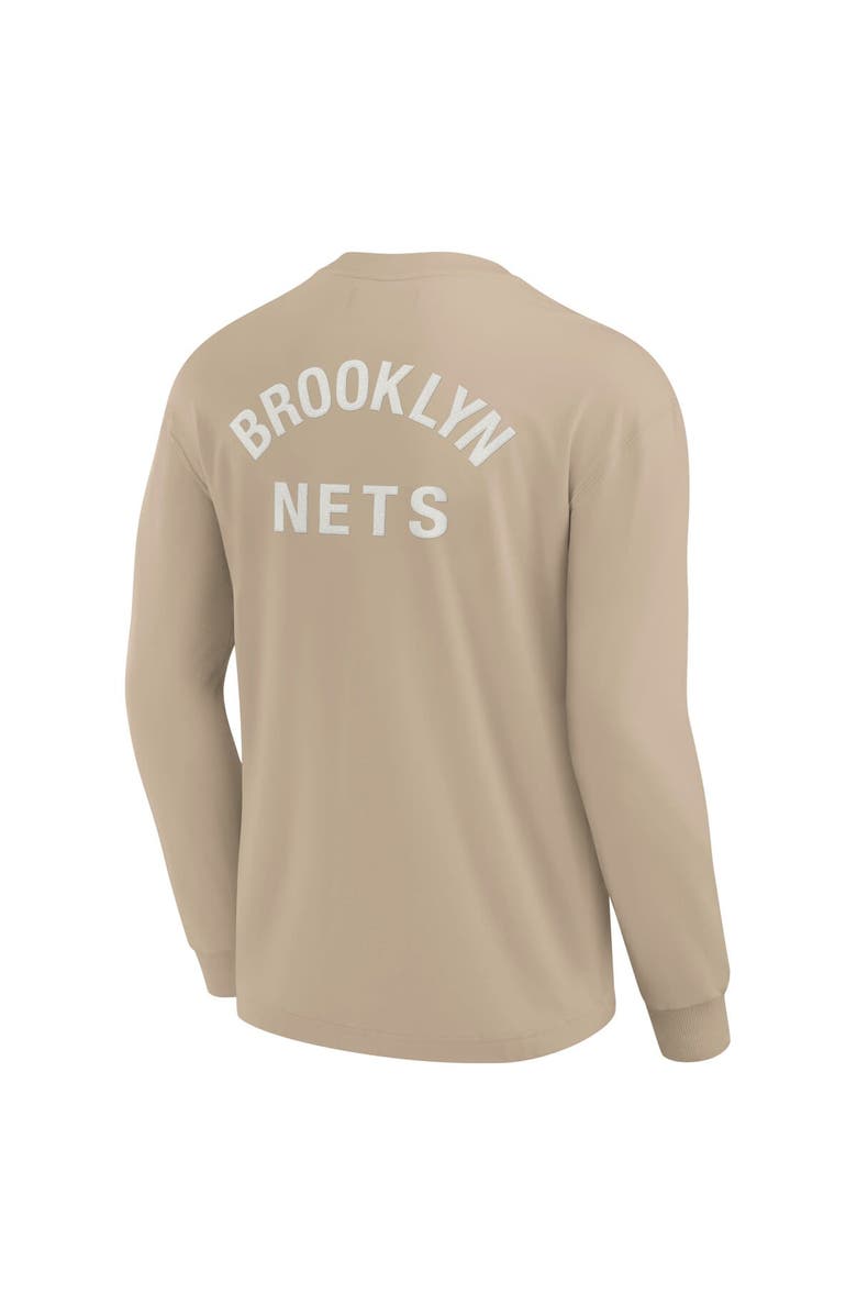 Fanatics Signature Unisex Fanatics Signature Khaki Brooklyn Nets Elements Super Soft Long Sleeve T-Shirt, Alternate, color, Khaki