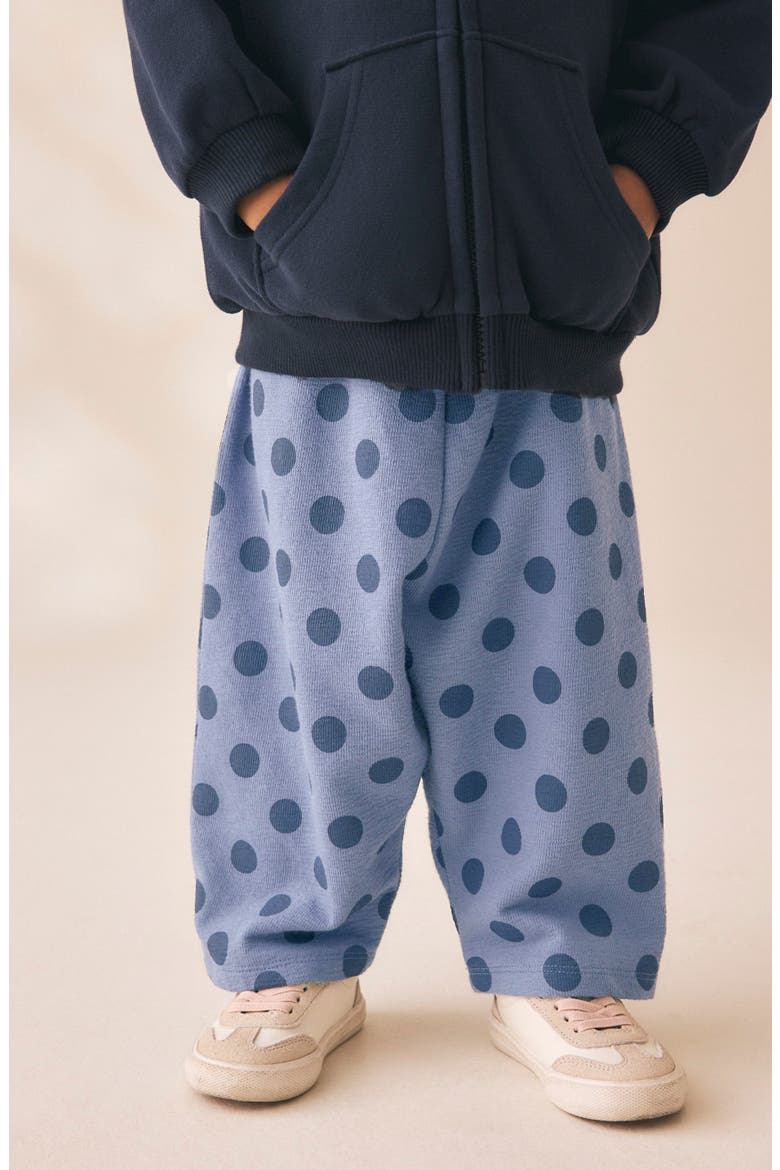 Kids' Polka Dot Barrel Leg Cotton Pants, Alternate, color, BLUE