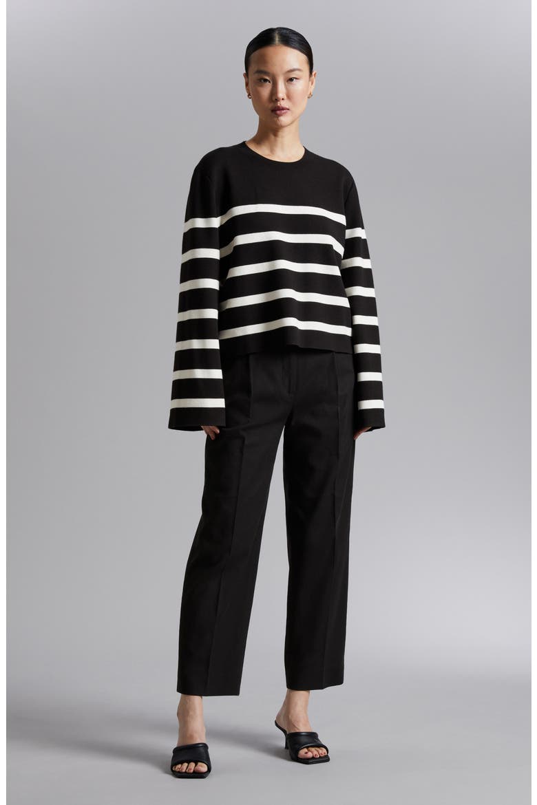 Stripe Crewneck Sweater, Alternate, color, BLACK STRIPE
