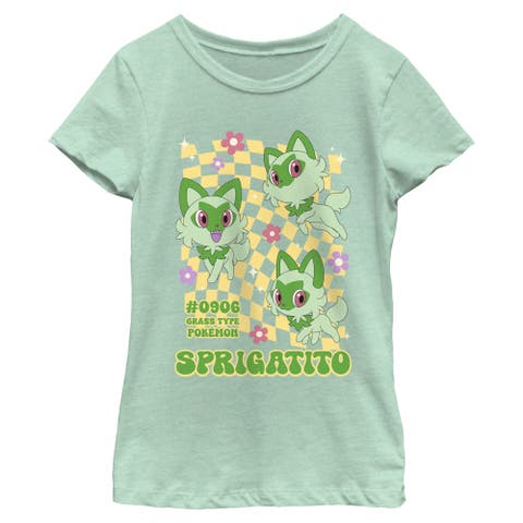 Girl's Pokemon Sprigatito Floral Type  Graphic T-Shirt